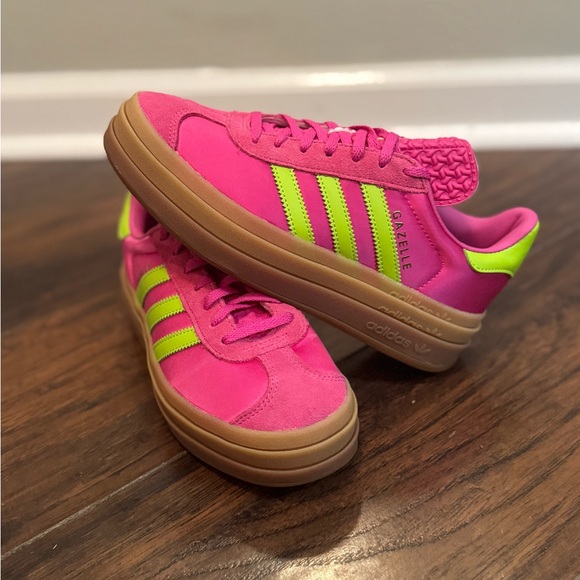 adidas Shoes - adidas Gazelle Pink & Neon Green Sneakers